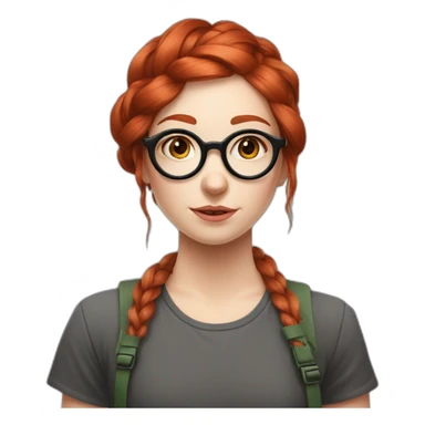 Redhead emo Artist painter girl with one thick plait on tye shoulder and very large round circular glasses sticker