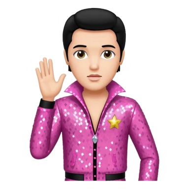 Elvis Presley with black hair, pink sequin outfit sticker
