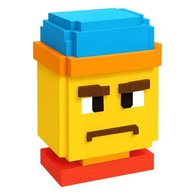 Roblox man face with ಠ_ಠ expression, blocky style sticker