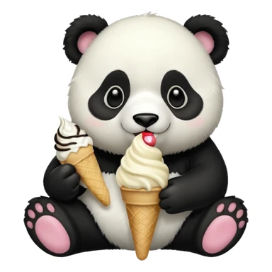 panda eating desert sticker