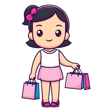 Fashionable girly girl with sparkles, pink accessories, and shopping bags sticker