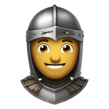A medieval knight emoji with a laughing expression under the helmet sticker