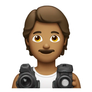 brown guy with mullet holding a camera sticker