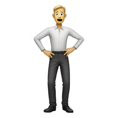thin man holding big pants sticker