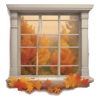 window sill with fall leaves sticker