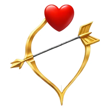 Gold bow with arrow and a red heart sticker