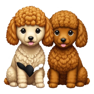 Poodles close to eachother but the other one is ginger color and other is black color sticker
