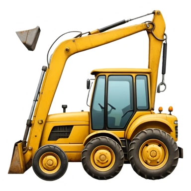 A tractor with a back hoe and a loader sticker