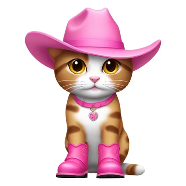 Girly Cat wearing a pink cowgirl hat and pink cowgirl boots sticker