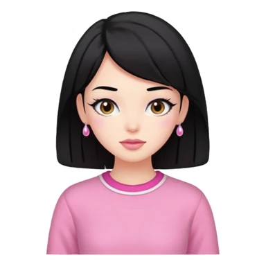 black hair pink clothes coquette vibes sticker