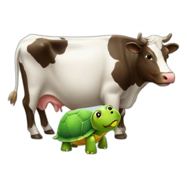 Vache avec une tortue sticker