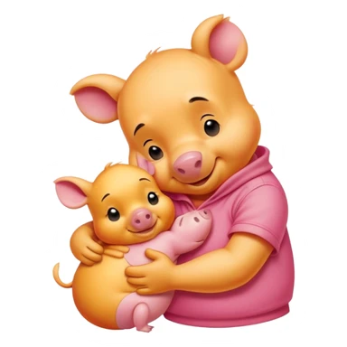 Winnie the Pooh hugging piglet  sticker