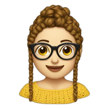 tejedora de crochet -  mamá con lentes cabello hasta el mentón con flequillo sonriente piel blanca sticker