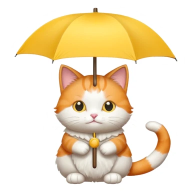 The cat is holding a yellow umbrella. sticker