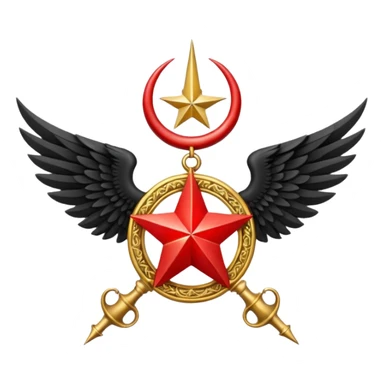 Holy Emblem with black wings and horn and red star in the middle sticker