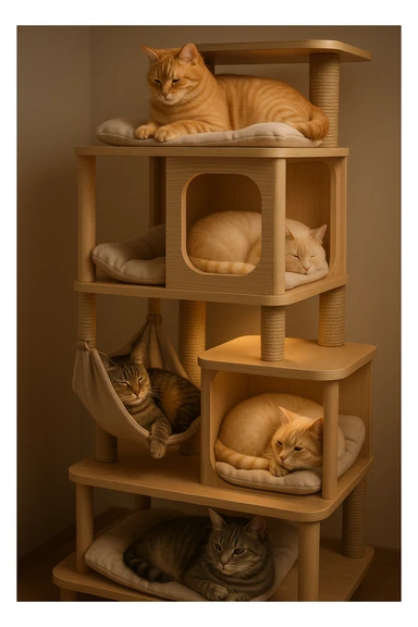 cats relaxing in a vertical playhouse sticker