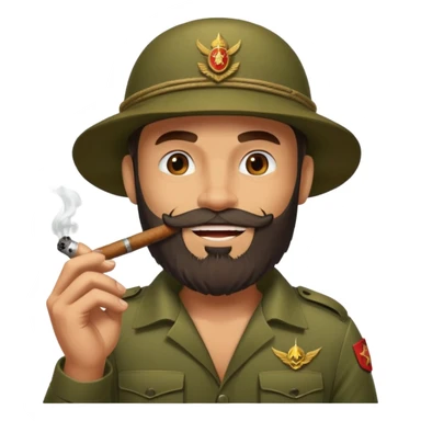 brauny bearded cool jungle commando smoking a cigar with a grin sticker
