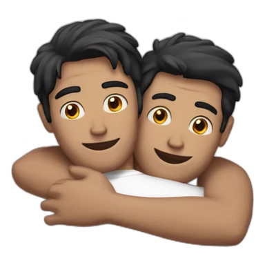 Gay hug between two white men with black hair sticker
