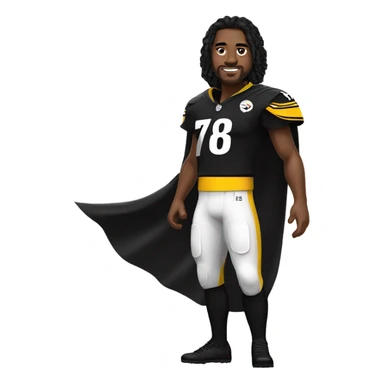 Pittsburgh Steelers player in uniform with black cape. sticker