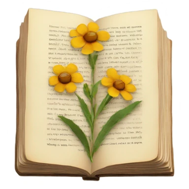 book with some pressed flowers on the pages realistic flowers pressing sticker