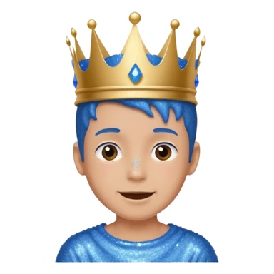 blue Boy happy glitter blue crown sticker