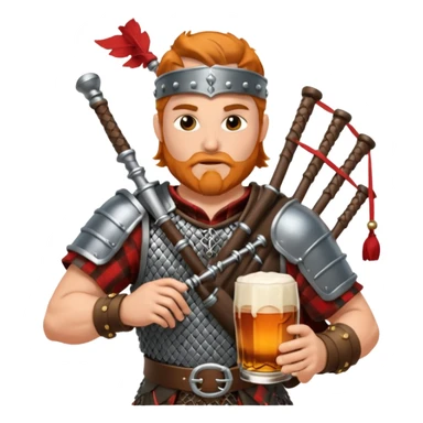 Warrior playing bagpipes chugging whiskey sticker