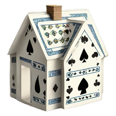House made out of a playing cards sticker