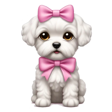 Schichon puppy pink bow sticker