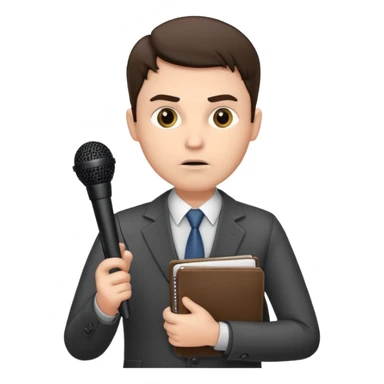 male corrupt reporter holding his microfone and notebook sticker