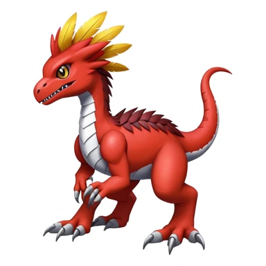 Furry feather-mane Cool Edgy shiny Digimon-Fakemon-Guilmon-Velociraptor full body   sticker