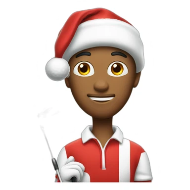 Golfer wearing a Santa clause suit sticker