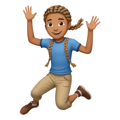 brown boy with braids jumping sticker