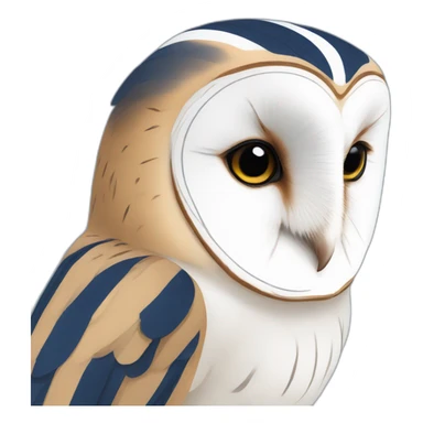 Barn Owl with dark blue and white stripes sticker