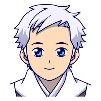 Satoru Gojo anime character with white hair and blue eyes sticker
