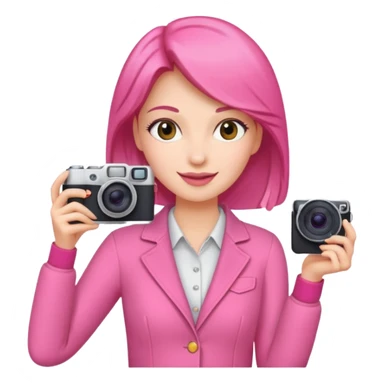 cheerfull pink women with digicam sticker