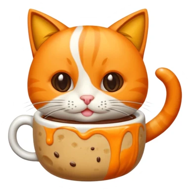 Gato naranja tomando café frio con un popote agarrándolo con sus patitas sticker