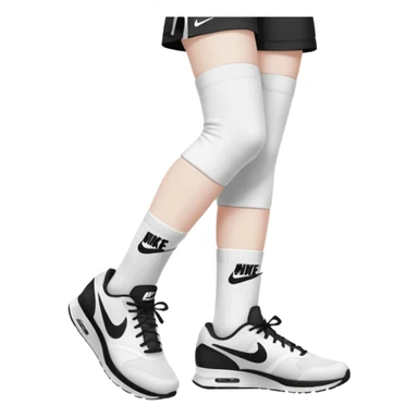 all-white, with black nike logo socks sticker