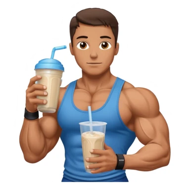 bodybuilder holding protein shake sticker