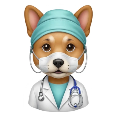 doctor dog wearing medical mask sticker