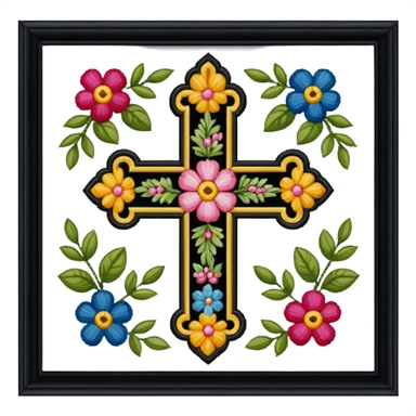 Framed cross-stitch sticker