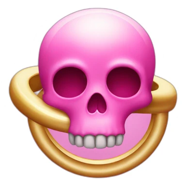 pink skull with a floating ring above head sticker