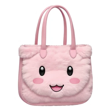 Aesthetic pink plush tote bag without face sticker