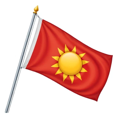 Eine Flagge die weiß ist von links nach rechts ist ein roter streifiger balken. In den roten dickeren Streifen ist eine Sonne ohne Gesicht etwa so 🌞 nur ohne Gesicht sticker