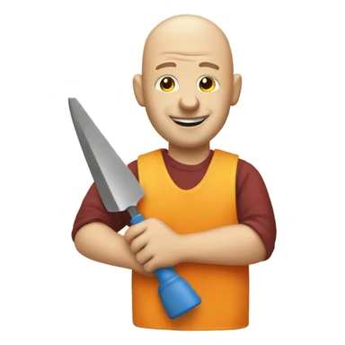 Bald man with wine glass and a plastering trowel in the other hand  sticker