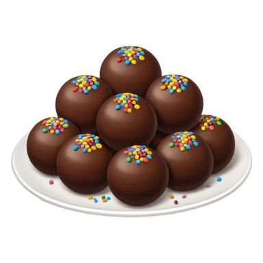 chocolate balls on plate with chocolate sprinkles sticker