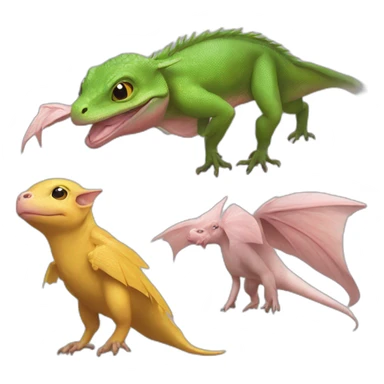 one winged lizard sordes and two piglets sticker