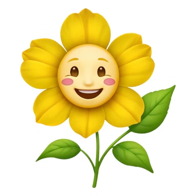Normal emoji biting a flower sticker