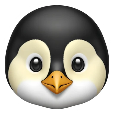 cinematic-cute-emperor-penguin-portrait-emoji,-head-tilted-playfully-and-inquisitively,-with-glossy,-pristine-plumage,-sparkling-eyes-filled-with-curiosity,-simplified-yet-irresistibly-adorable-features, black, large black eyes face, zoomed in sticker
