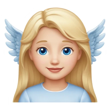 angel emoji blonde hair, blue eyes and smiling sticker