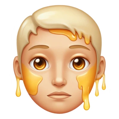 face with excessive oily shiny skin, unhealthy glow, greasy sticker